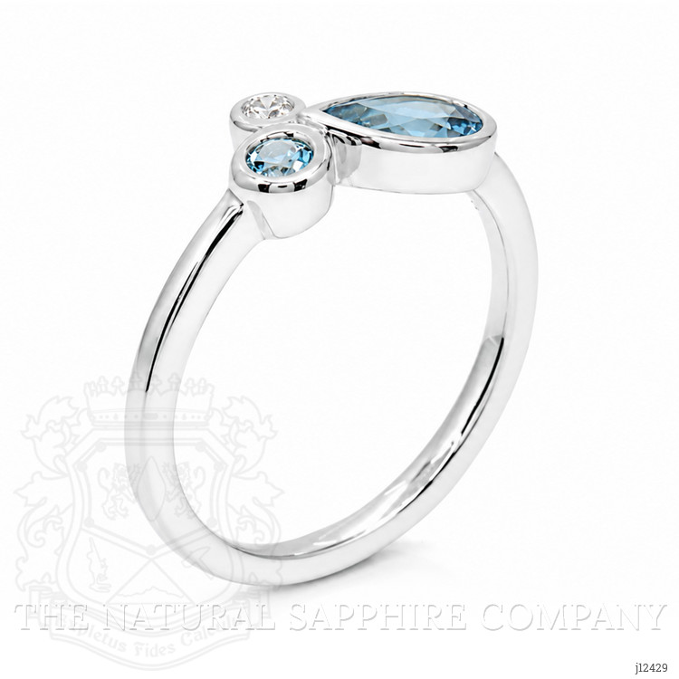 0.48 Ct. Blue Topaz and Natural Diamond Bezel Ring, Silver