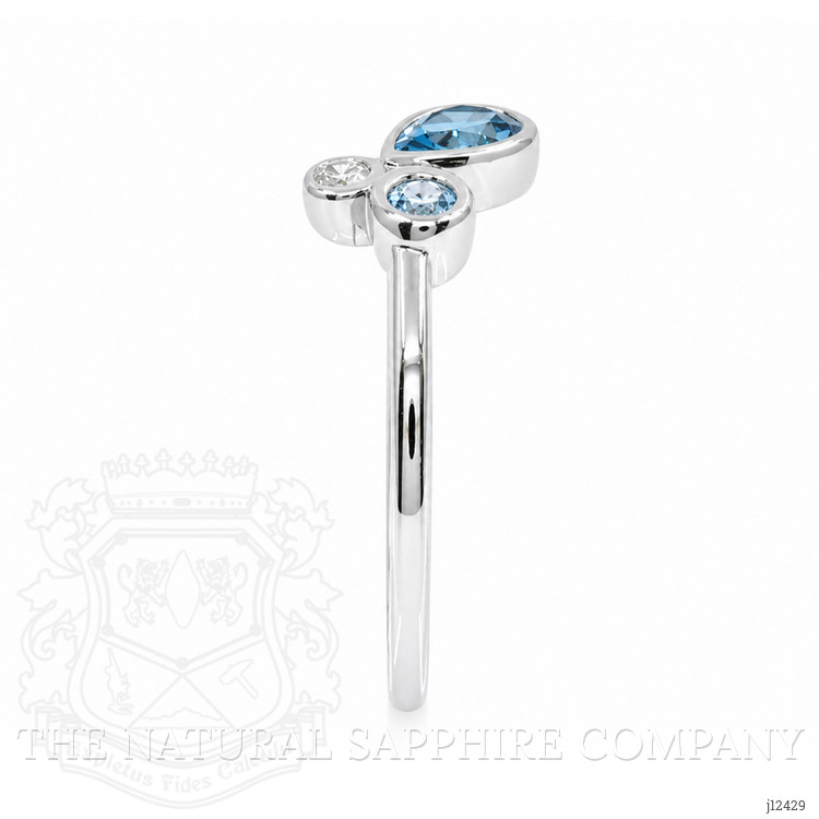 0.48 Ct. Blue Topaz and Natural Diamond Bezel Ring, Silver
