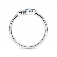 0.48 Ct. Blue Topaz and Natural Diamond Bezel Ring, Silver Image