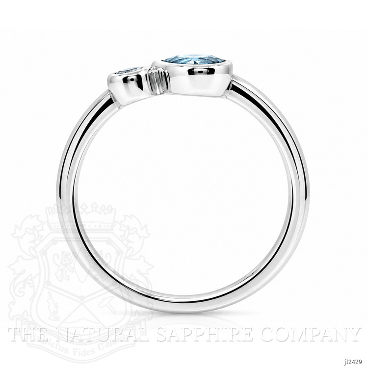 0.48 Ct. Blue Topaz and Natural Diamond Bezel Ring, Silver