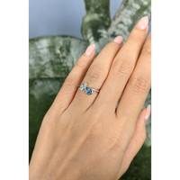 0.48 Ct. Blue Topaz and Natural Diamond Bezel Ring, Silver Life Style