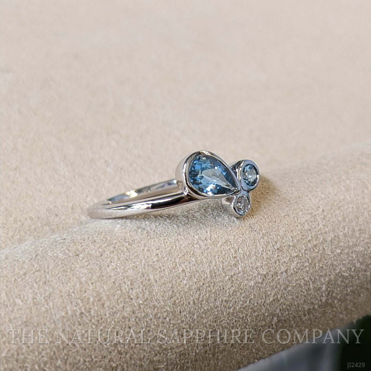 0.48 Ct. Blue Topaz and Natural Diamond Bezel Ring, Silver