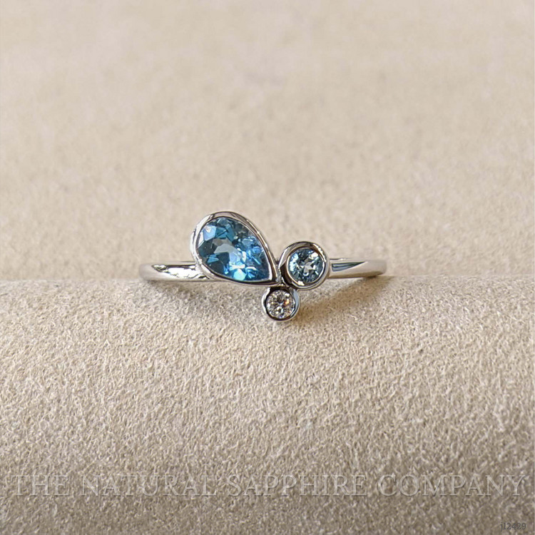0.48 Ct. Blue Topaz and Natural Diamond Bezel Ring, Silver