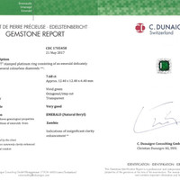 7.68 Ct. Emerald and Natural Diamond Pave Ring, Platinum 900 Scan Report