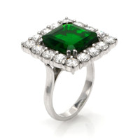 7.68 Ct. Emerald and Natural Diamond Pave Ring, Platinum 900 Image