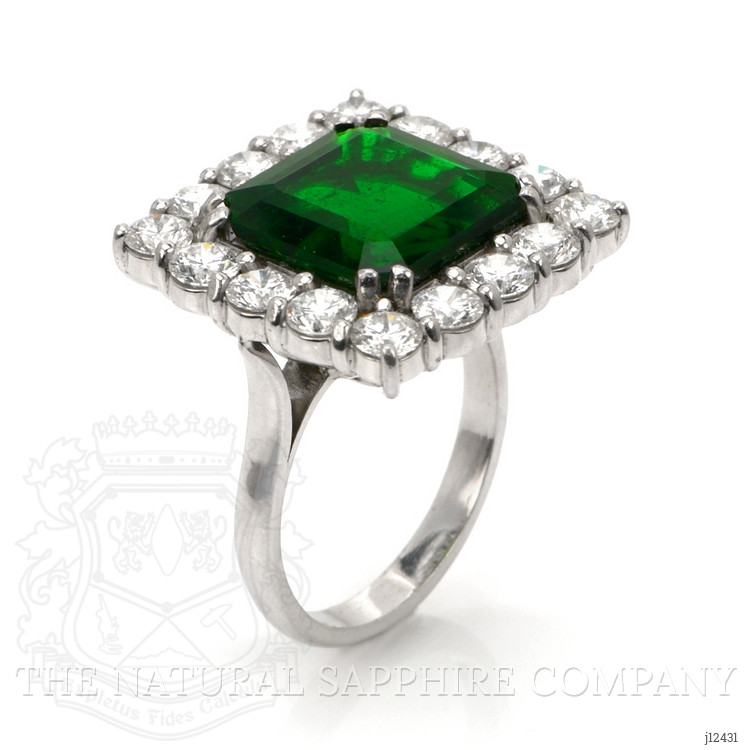7.68 Ct. Emerald and Natural Diamond Pave Ring, Platinum 900