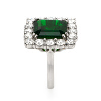 7.68 Ct. Emerald and Natural Diamond Pave Ring, Platinum 900 Image