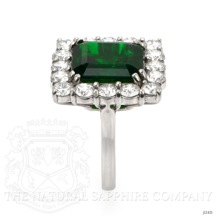 7.68 Ct. Emerald and Natural Diamond Pave Ring, Platinum 900