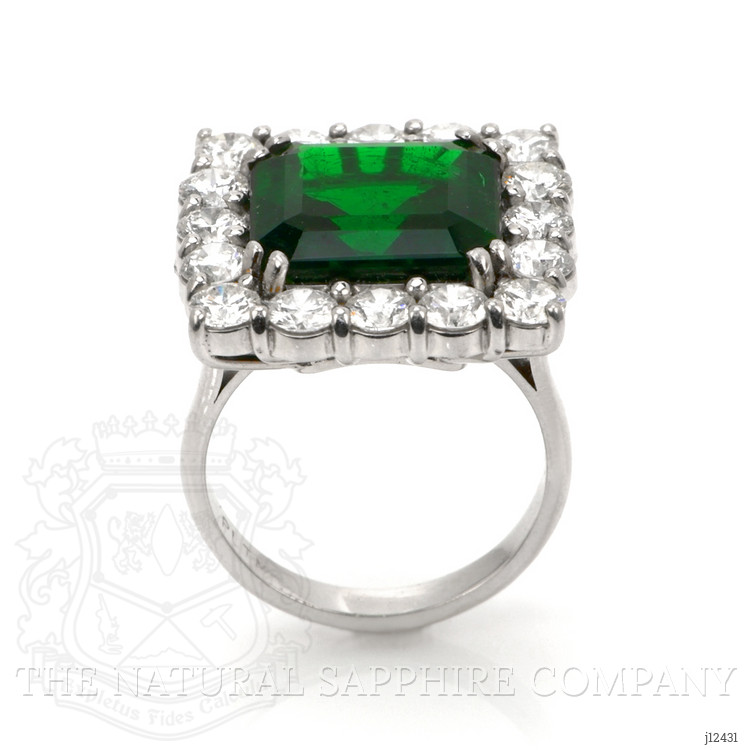 7.68 Ct. Emerald and Natural Diamond Pave Ring, Platinum 900