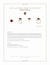 3.64 Ct. Ruby and Natural Diamond Three Stone Ring, Platinum & 18K Yellow Appraisal