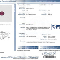 3.64 Ct. Ruby and Natural Diamond Three Stone Ring, Platinum & 18K Yellow Scan Report