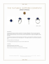 7.80 Ct. Blue Sapphire and Natural Diamond Three Stone Ring, 18K White Gold Appraisal