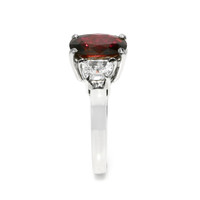 2.58 Ct. Ruby and Natural Diamond Three Stone Ring, Platinum 950 Image