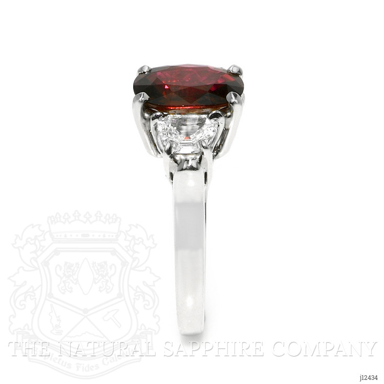 2.58 Ct. Ruby and Natural Diamond Three Stone Ring, Platinum 950
