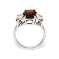 2.58 Ct. Ruby and Natural Diamond Three Stone Ring, Platinum 950 Image