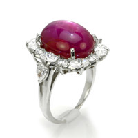 14.94 Ct. Ruby and Natural Diamond Pave Ring, Platinum 950 Image