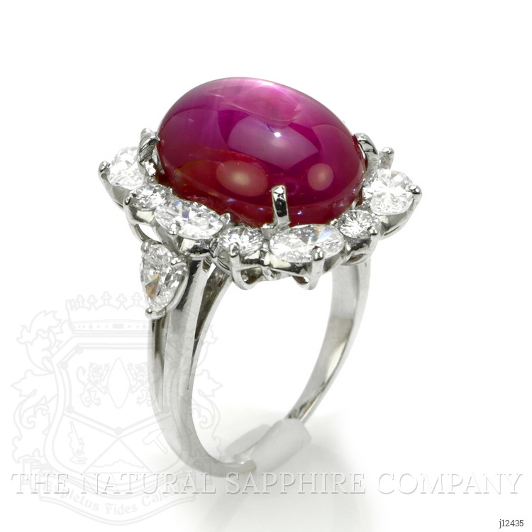 14.94 Ct. Ruby and Natural Diamond Pave Ring, Platinum 950