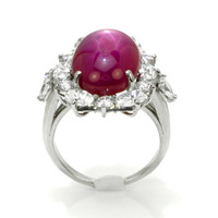 14.94 Ct. Ruby and Natural Diamond Pave Ring, Platinum 950 Image
