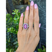 14.94 Ct. Ruby and Natural Diamond Pave Ring, Platinum 950 Life Style
