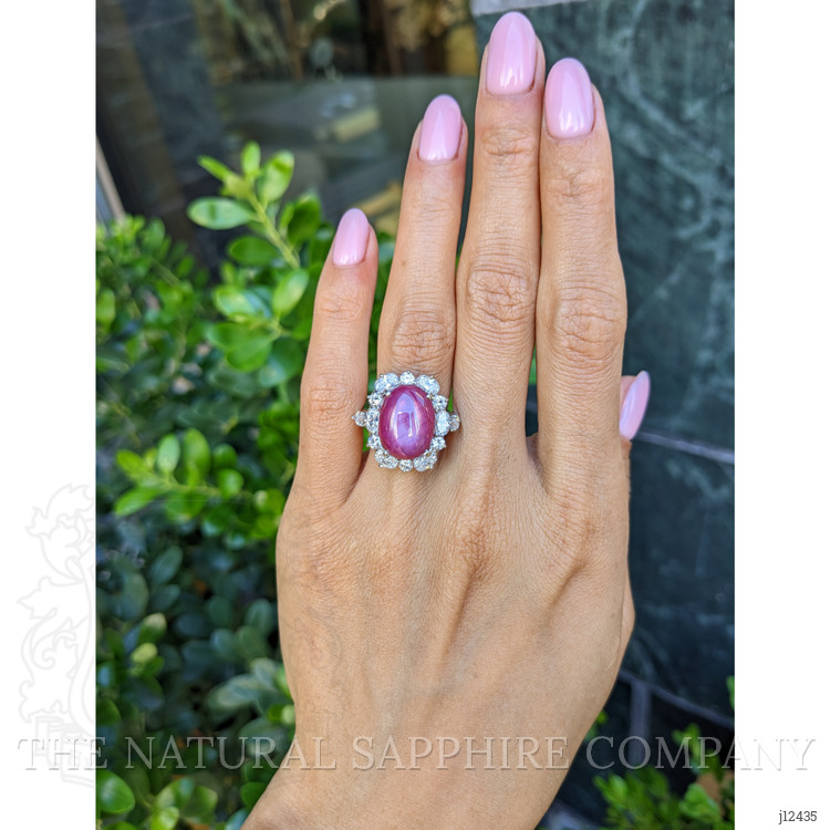 14.94 Ct. Ruby and Natural Diamond Pave Ring, Platinum 950