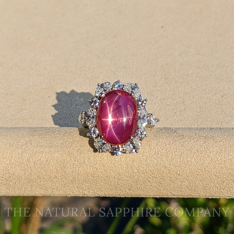 14.94 Ct. Ruby and Natural Diamond Pave Ring, Platinum 950