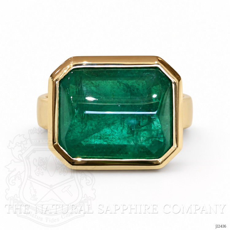13.27 Ct. Emerald Men's Ring, 18K Yellow Gold