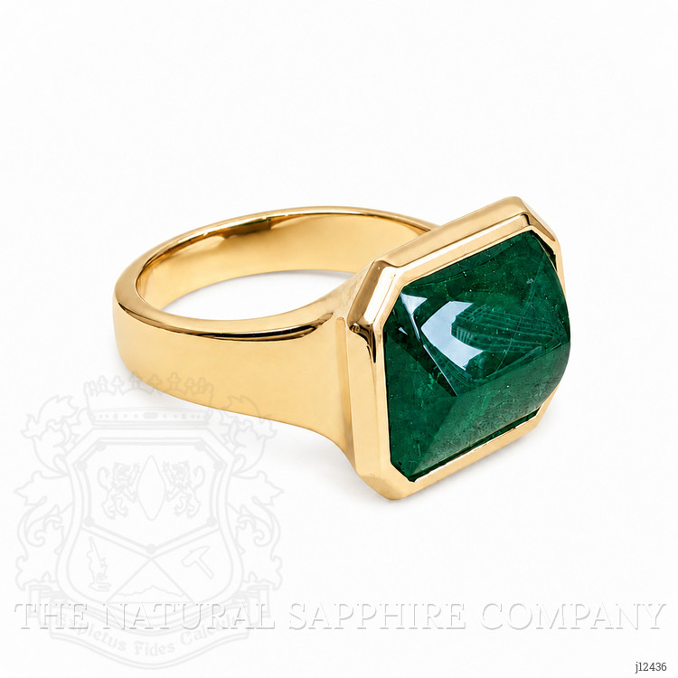 13.27 Ct. Emerald Men's Ring, 18K Yellow Gold
