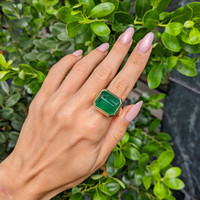 13.27 Ct. Emerald Men's Ring, 18K Yellow Gold Life Style