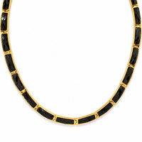 44.39 Ct. Onyx 22K Gold Plated Silver necklace