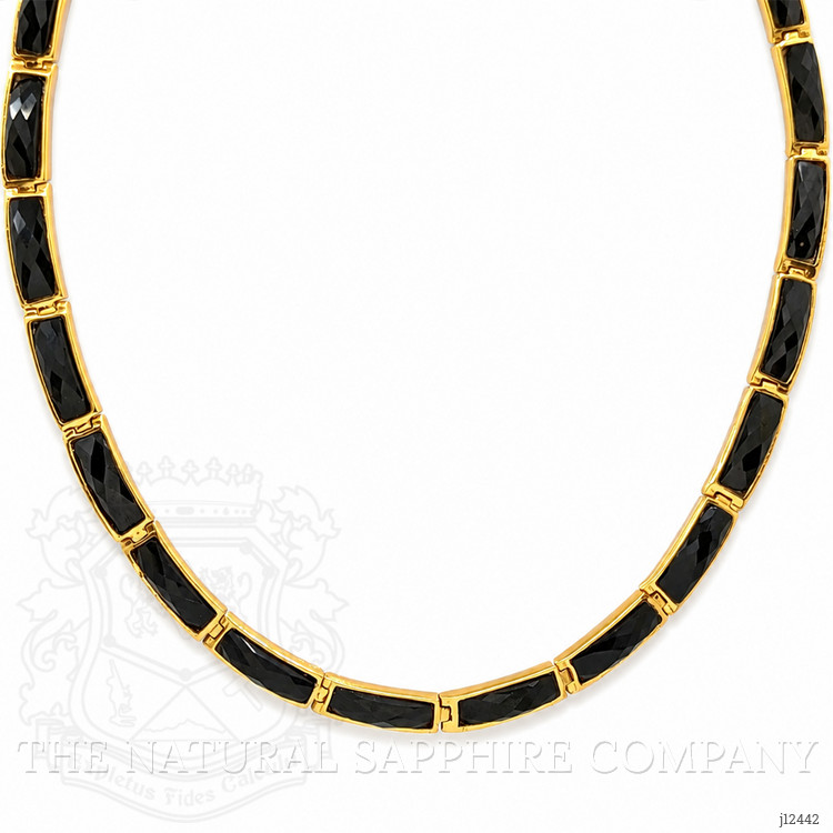 44.39 Ct. Black Onyx Bezel Necklace, 22K Gold Plated Silver