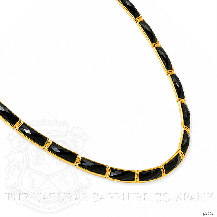 44.39 Ct. Black Onyx Bezel Necklace, 22K Gold Plated Silver
