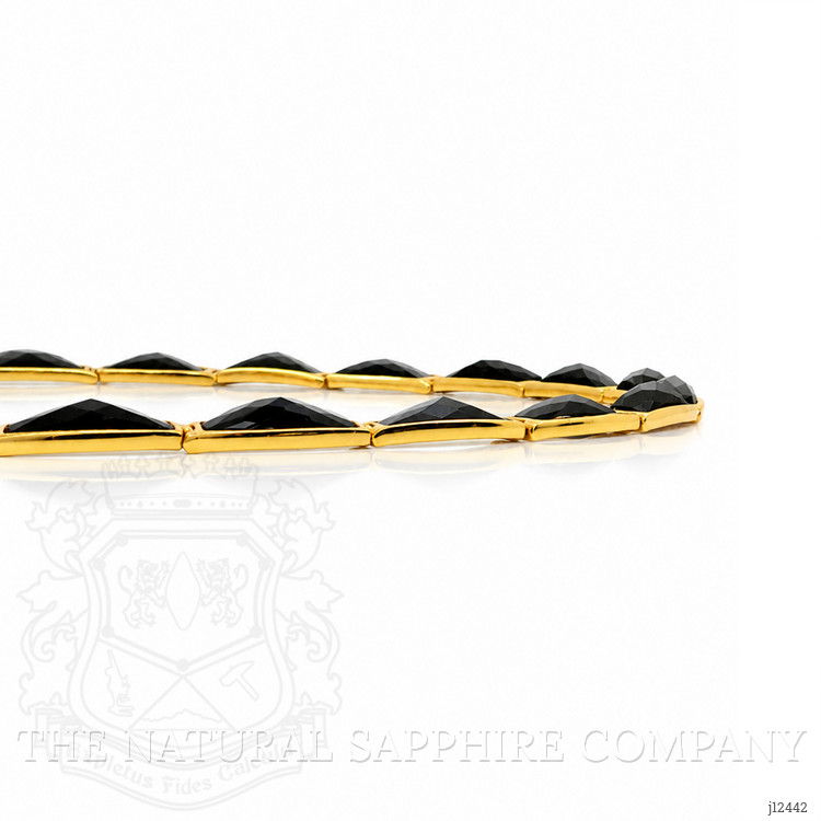 44.39 Ct. Black Onyx Bezel Necklace, 22K Gold Plated Silver