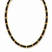 44.39 Ct. Black Onyx Bezel Necklace, 22K Gold Plated Silver Image