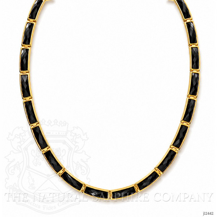 44.39 Ct. Black Onyx Bezel Necklace, 22K Gold Plated Silver