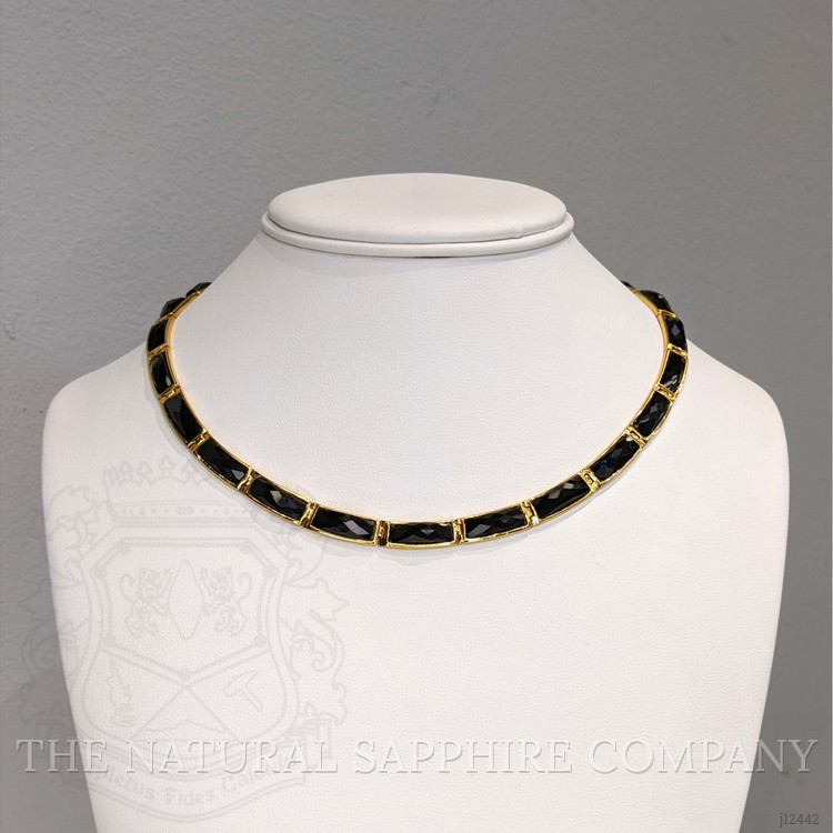 44.39 Ct. Black Onyx Bezel Necklace, 22K Gold Plated Silver