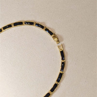 44.39 Ct. Black Onyx Bezel Necklace, 22K Gold Plated Silver Life Style