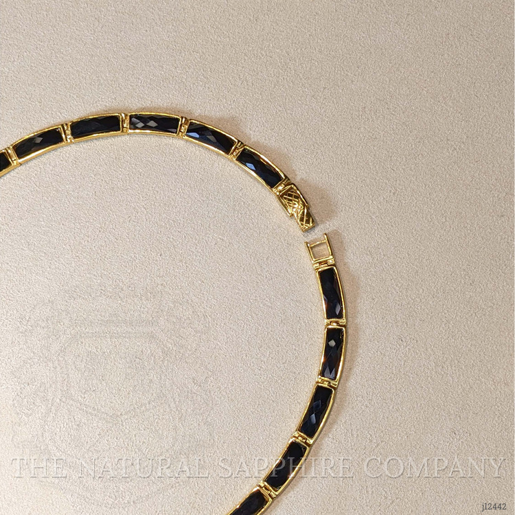 44.39 Ct. Black Onyx Bezel Necklace, 22K Gold Plated Silver
