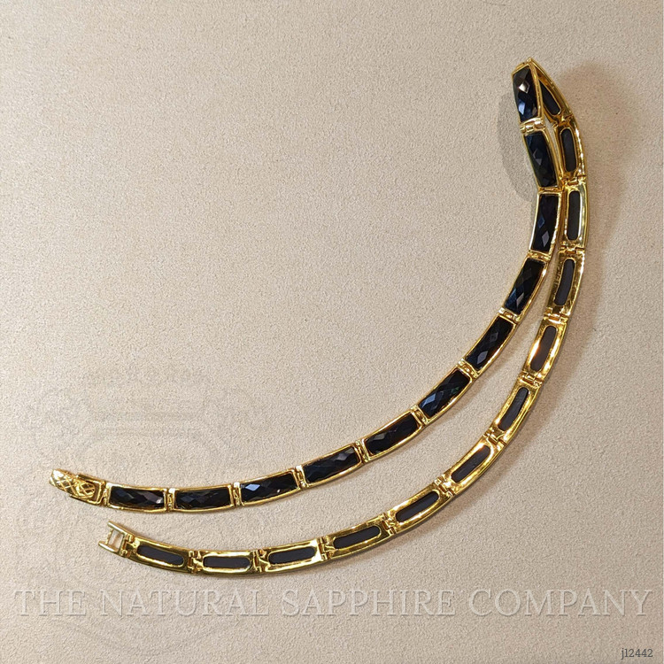 44.39 Ct. Black Onyx Bezel Necklace, 22K Gold Plated Silver