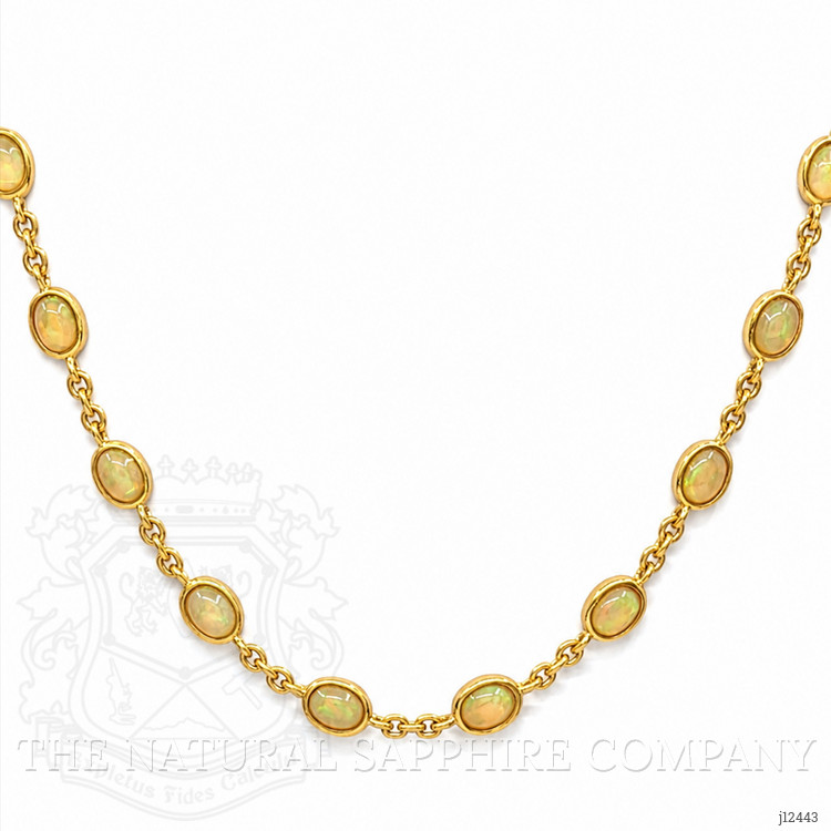 10.12 Ct. Multi Color Opal Bezel Necklace, 22K Gold Plated Silver