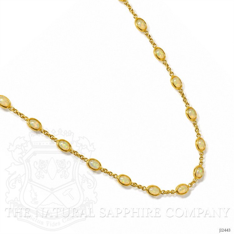 10.12 Ct. Multi Color Opal Bezel Necklace, 22K Gold Plated Silver