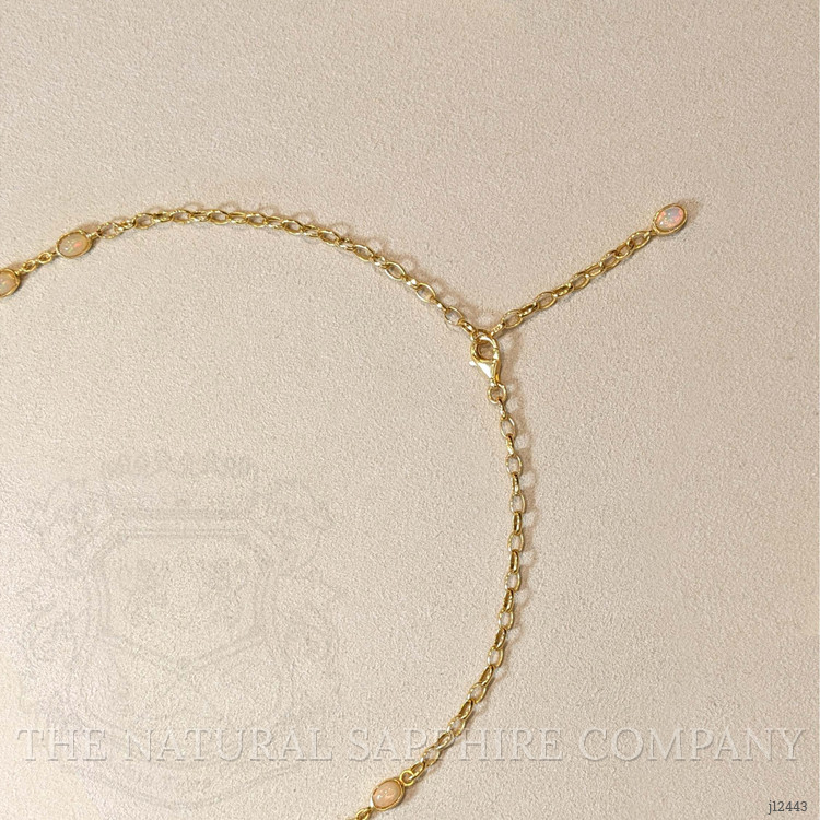 10.12 Ct. Multi Color Opal Bezel Necklace, 22K Gold Plated Silver