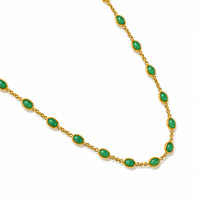 15.64 Ct. Green Agate Bezel Necklace, 22K Gold Plated Silver Image