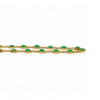 15.64 Ct. Green Agate Bezel Necklace, 22K Gold Plated Silver Image