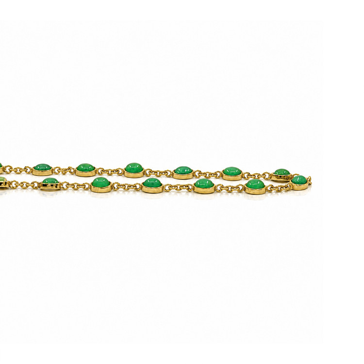 15.64 Ct. Green Agate Bezel Necklace, 22K Gold Plated Silver