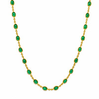 15.64 Ct. Green Agate Bezel Necklace, 22K Gold Plated Silver Image