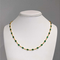 15.64 Ct. Green Agate Bezel Necklace, 22K Gold Plated Silver Life Style