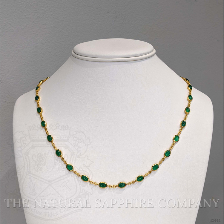 15.64 Ct. Green Agate Bezel Necklace, 22K Gold Plated Silver