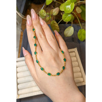 15.64 Ct. Green Agate Bezel Necklace, 22K Gold Plated Silver Life Style