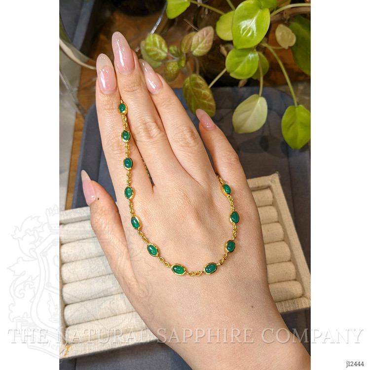 15.64 Ct. Green Agate Bezel Necklace, 22K Gold Plated Silver