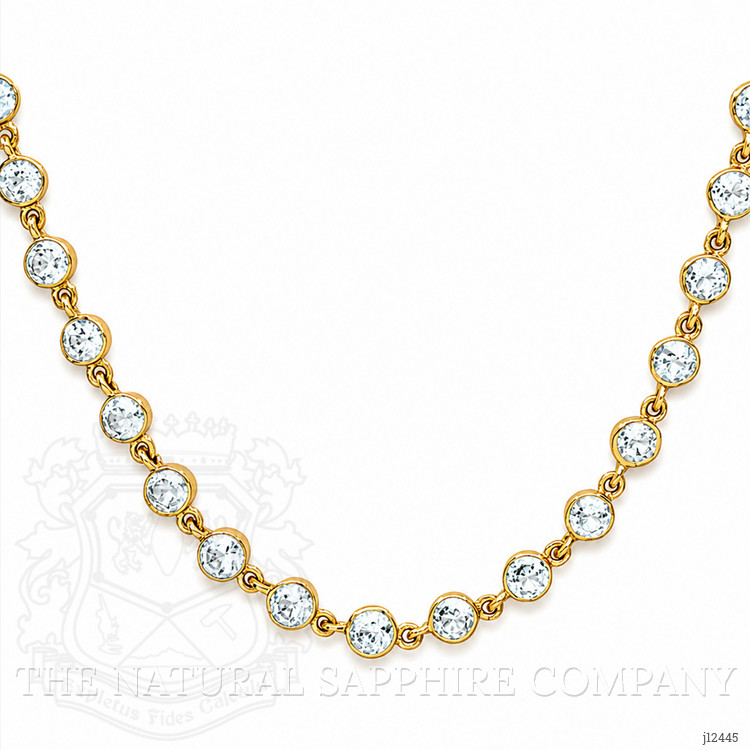 32.45 Ct. Blue Topaz Bezel Necklace, 22K Gold Plated Silver